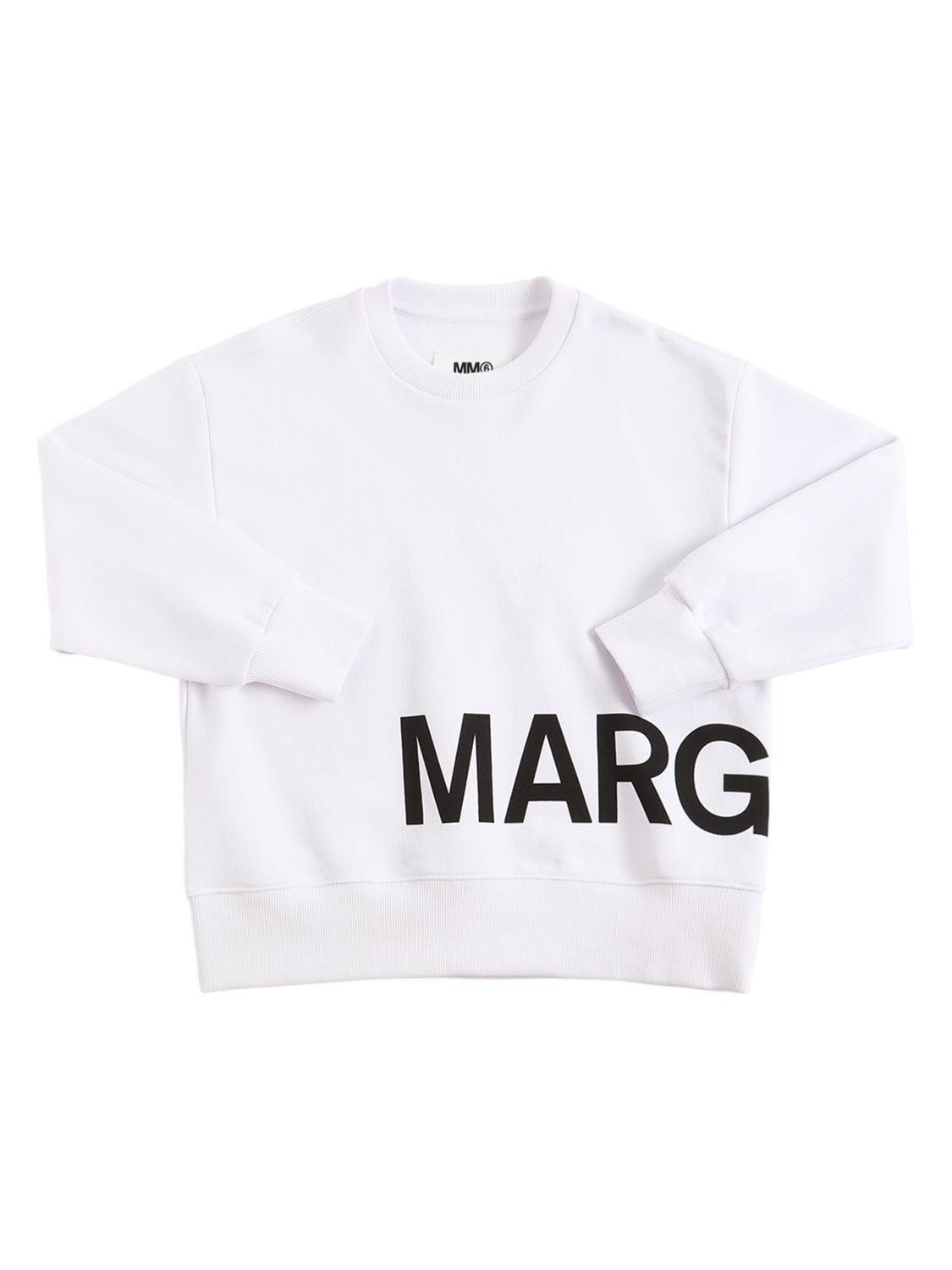 Mm6 Maison Margiela Kids' Logo Print Cotton Sweatshirt In White