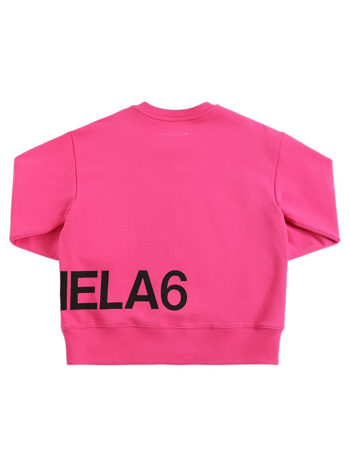 Shop Mm6 Maison Margiela Logo Print Cotton Sweatshirt In Fuchsia