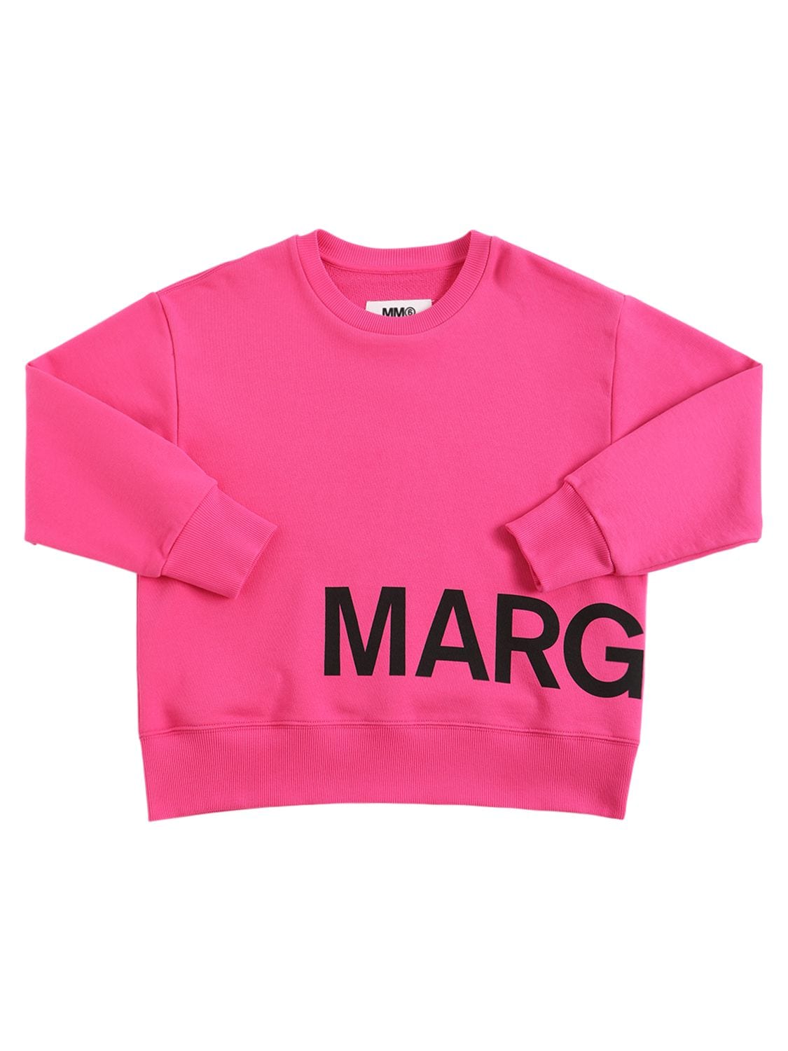 Mm6 Maison Margiela Kids' Logo Print Cotton Sweatshirt In Fuchsia