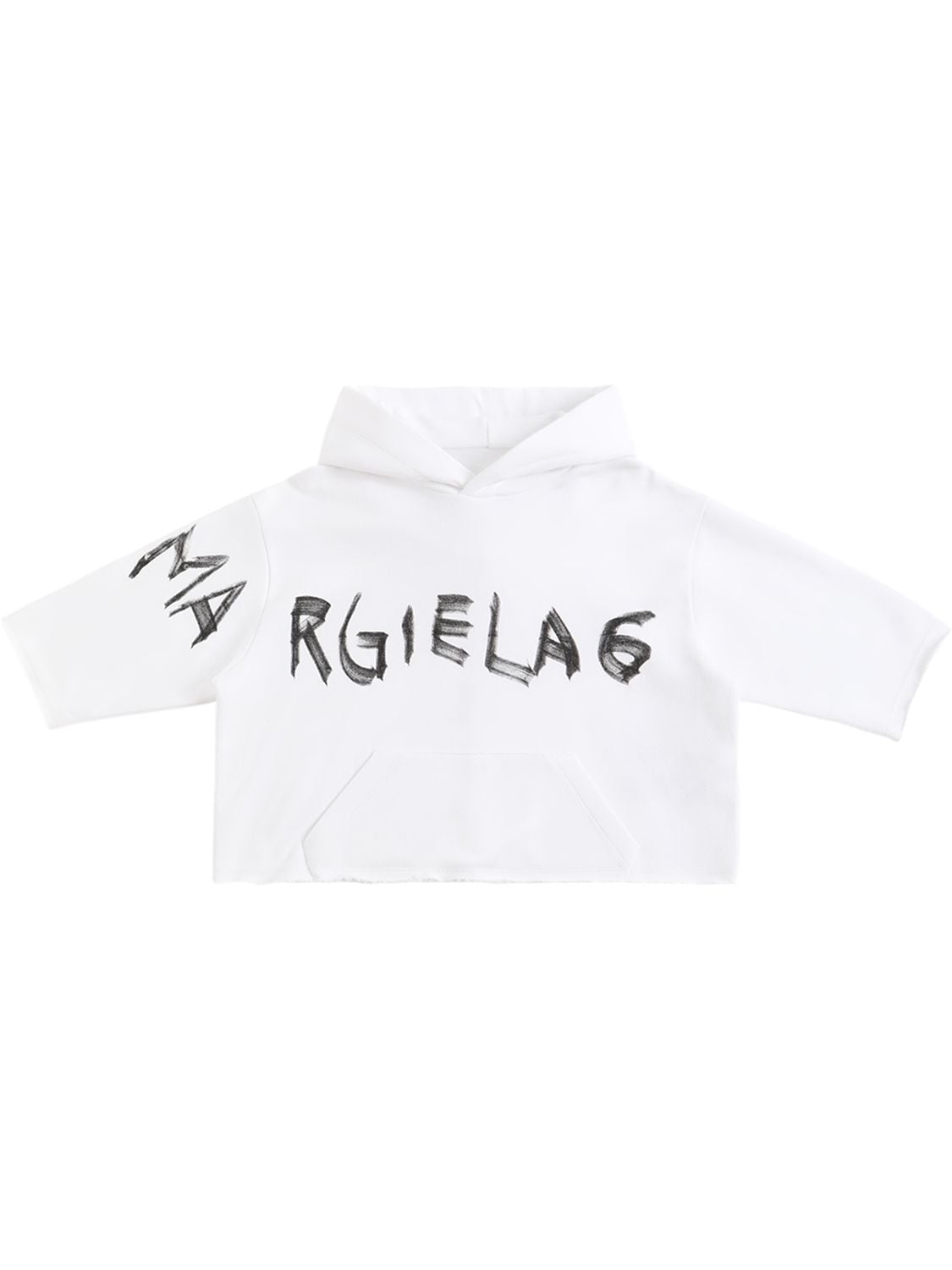 Shop Mm6 Maison Margiela Logo Print Cotton Sweatshirt Hoodie In White