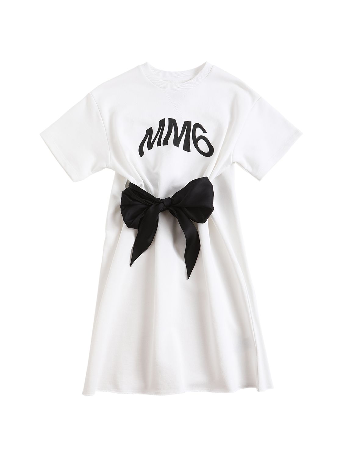 Mm6 Maison Margiela Mm6d49u Dress Maison Margiela Black And White Cotton Dress With Mm6 Logo In White