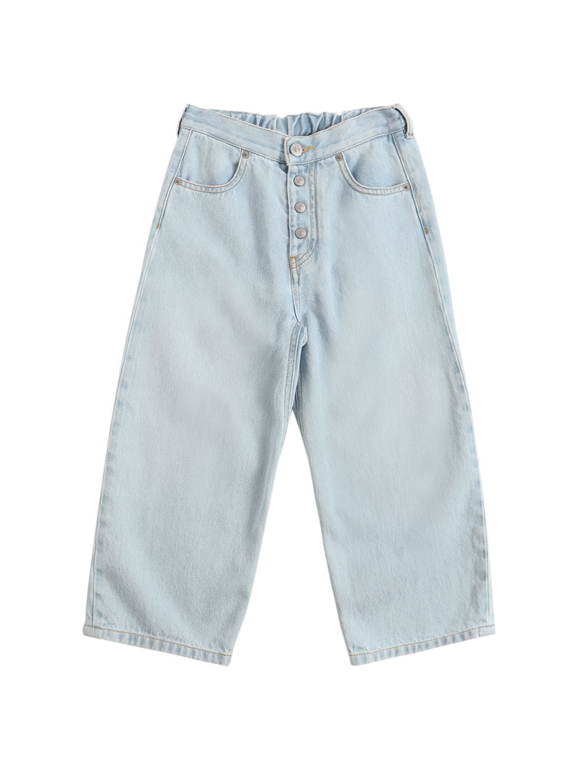 Mm6 Maison Margiela Kids' Wide Leg Cotton Denim Jeans