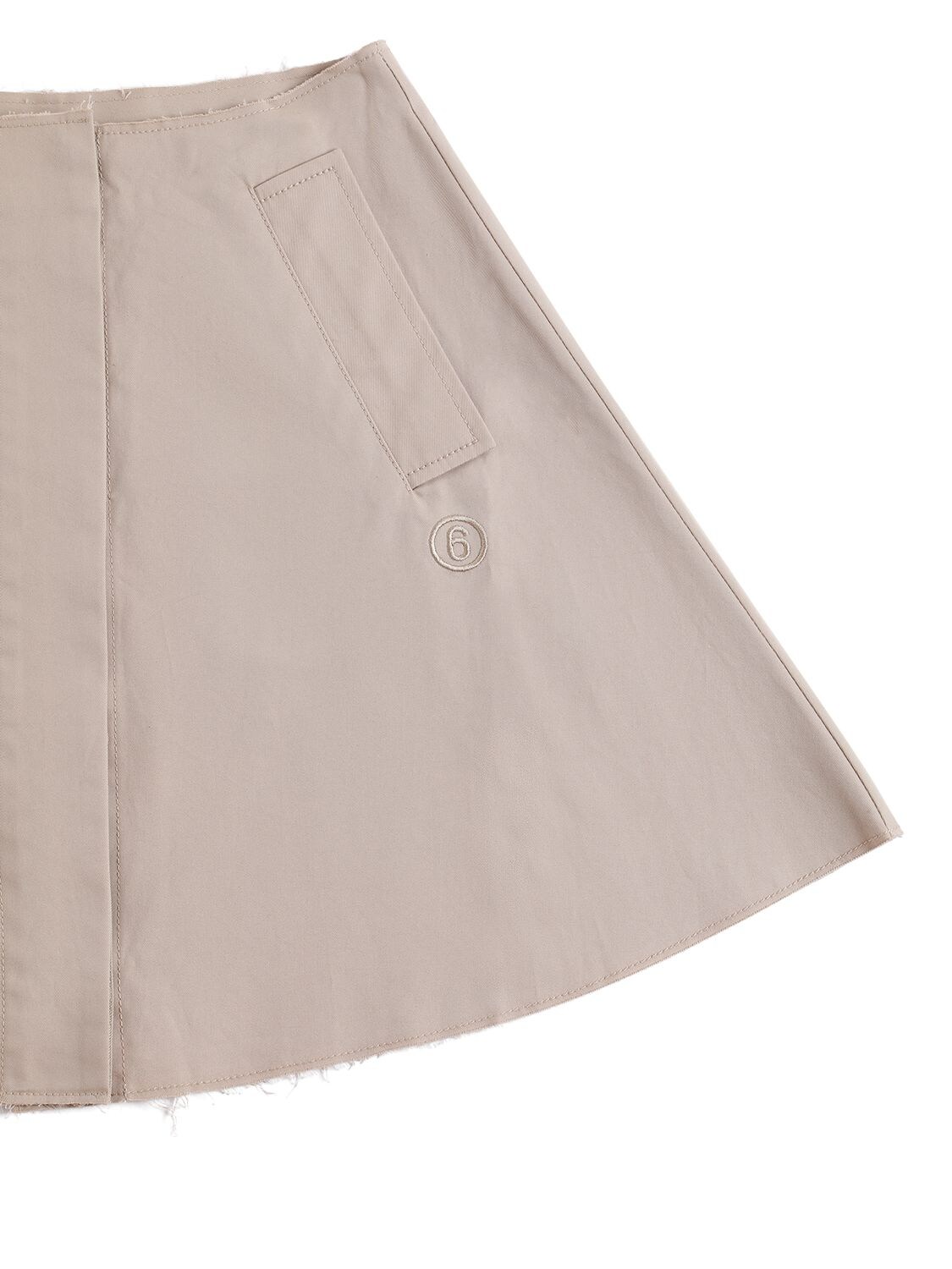 Shop Mm6 Maison Margiela Embroidered Logo Cotton Poplin Skirt In Beige