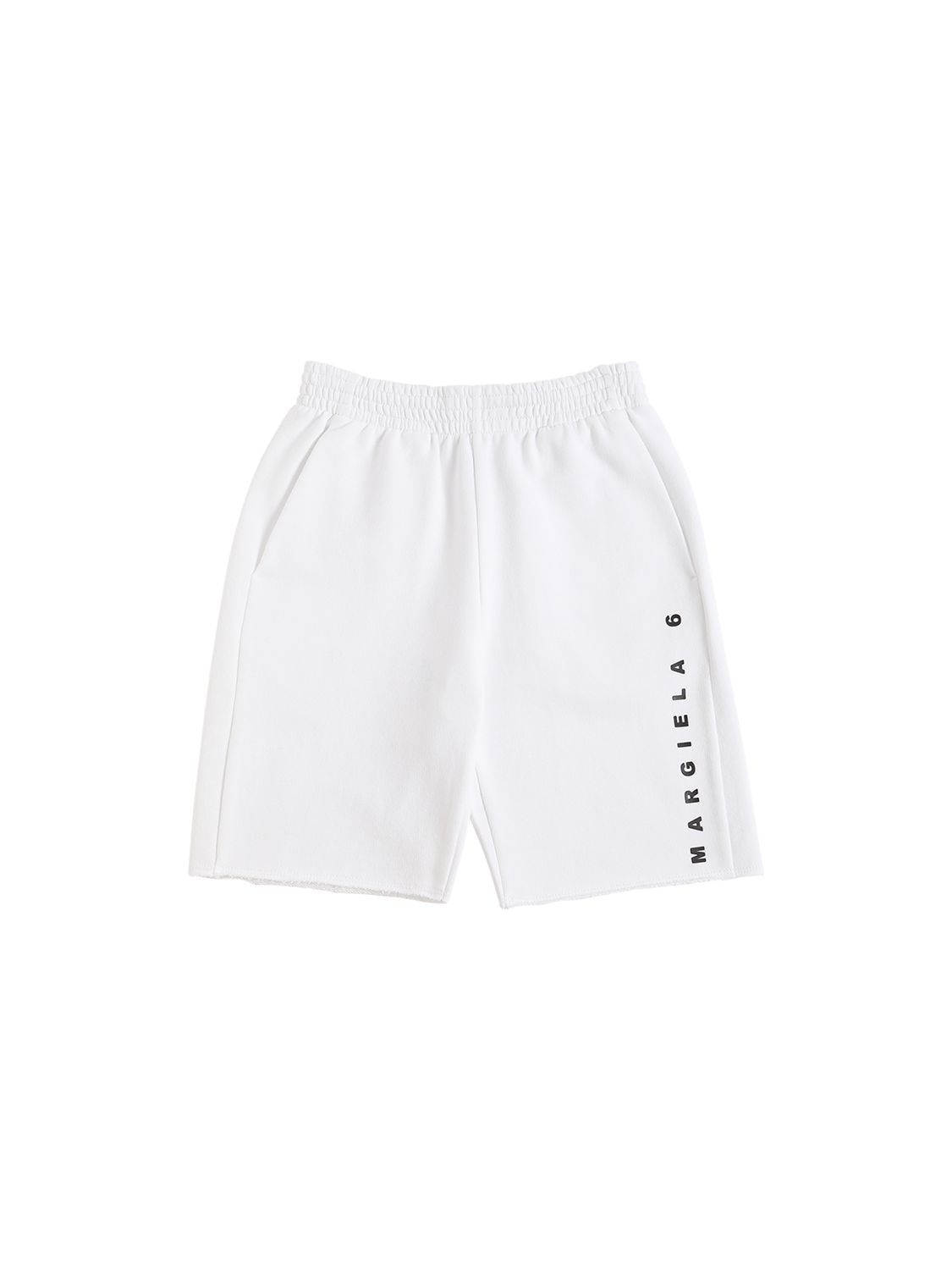 Mm6 Maison Margiela Kids' Logo Print Cotton Sweat Shorts In White