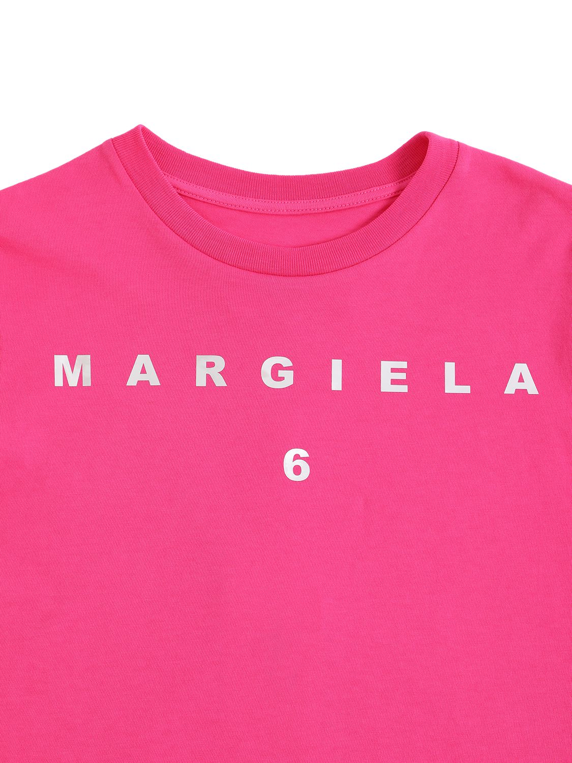 Shop Mm6 Maison Margiela Cotton Jersey T-shirt W/ Logo In Fuchsia