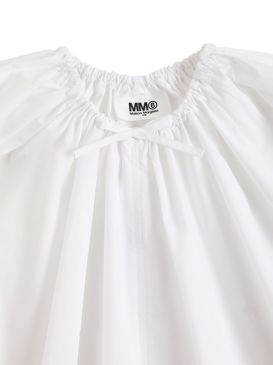 Shop Mm6 Maison Margiela Cotton Poplin Shirt W/ Bow In White