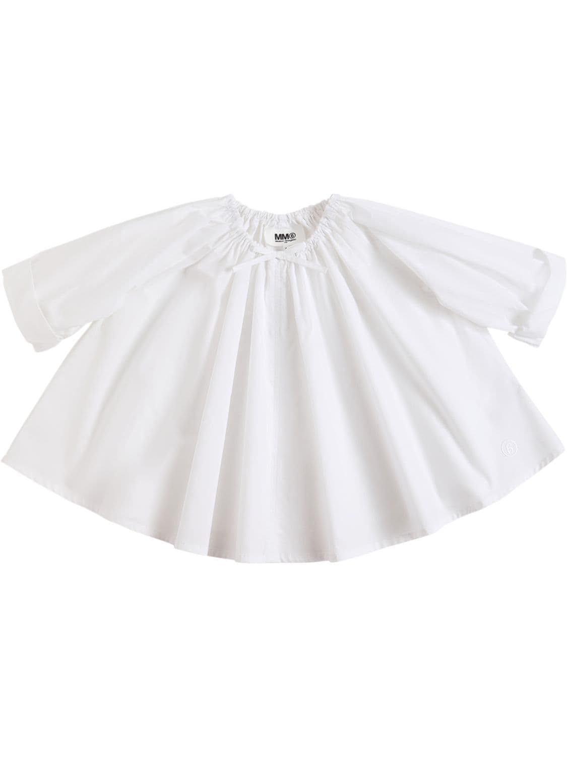 Mm6 Maison Margiela Kids' Cotton Poplin Shirt W/ Bow In White