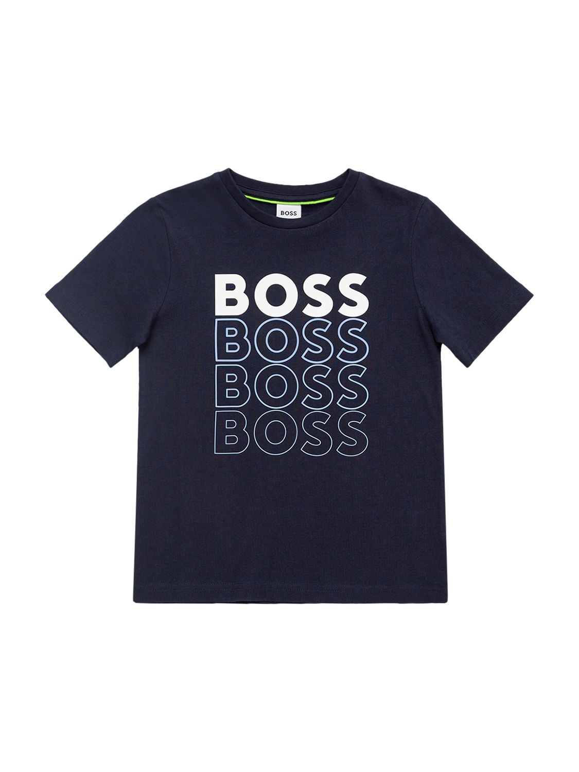 Hugo Boss Kids' Logo Print Cotton Jersey T-shirt In Navy