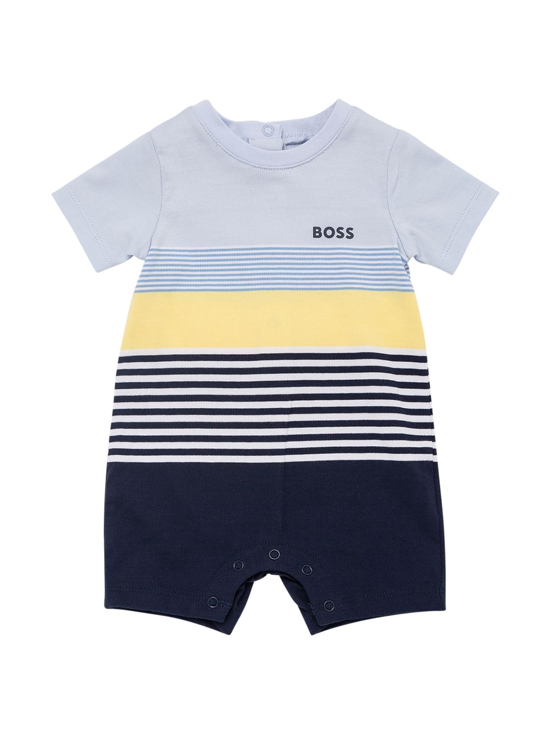 Hugo Boss Babies' Boss Blue Logo-print Cotton Romper And Bucket Hat Set 3-18 Months | ModeSens