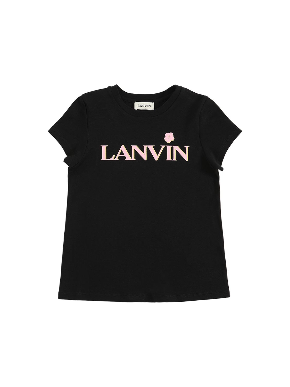 Lanvin Kids' Printed Logo Cotton Jersey T-shirt In Black