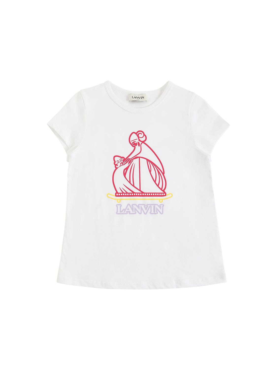 Lanvin Kids' Printed Logo Cotton Jersey T-shirt In Bianco