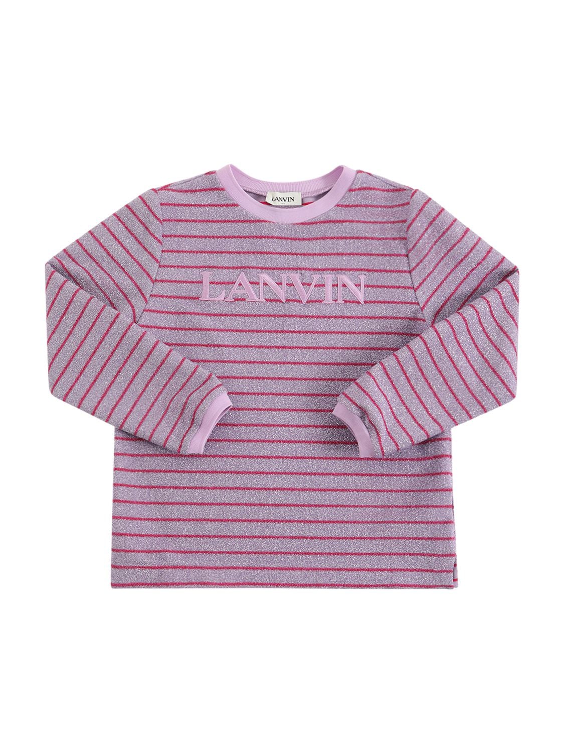 Lanvin Kids' Lurex Cotton Blend Long Sleeve T-shirt In Light Purple