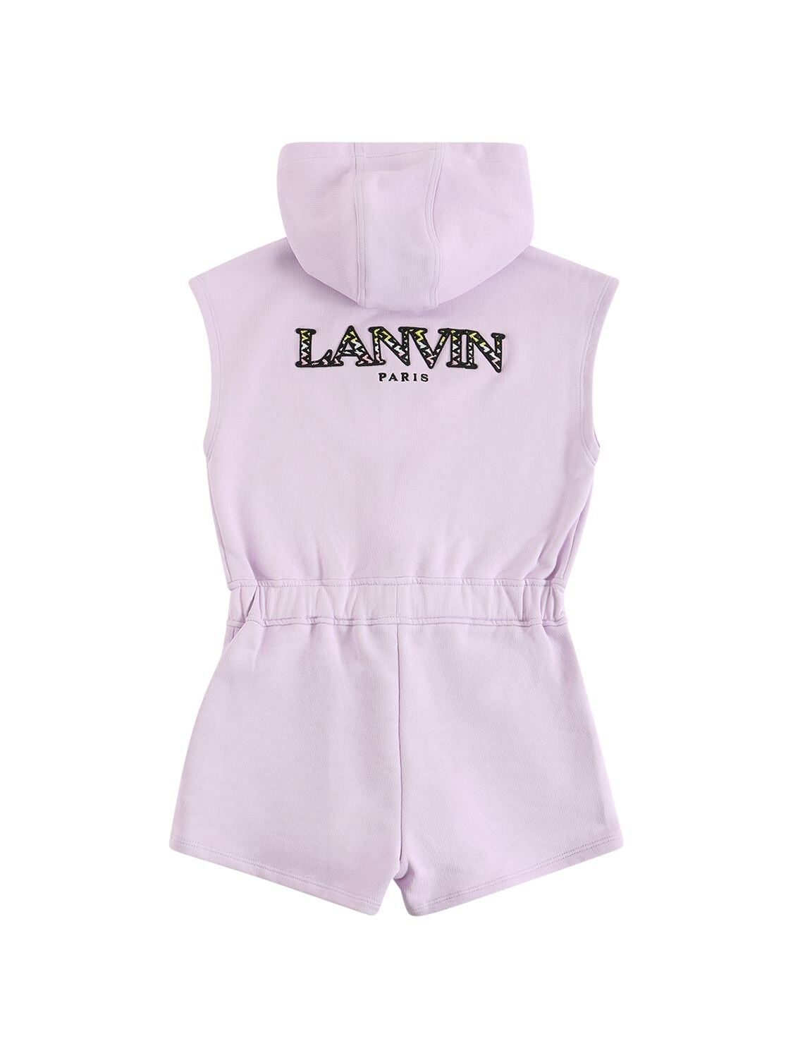 Lanvin Kids' Embroidered Logo Cotton Sweat Jumpsuit In Light Purple