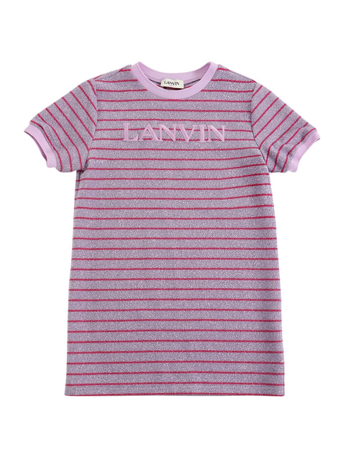 Lanvin Kids' Lurex Cotton Blend Dress In Light Purple
