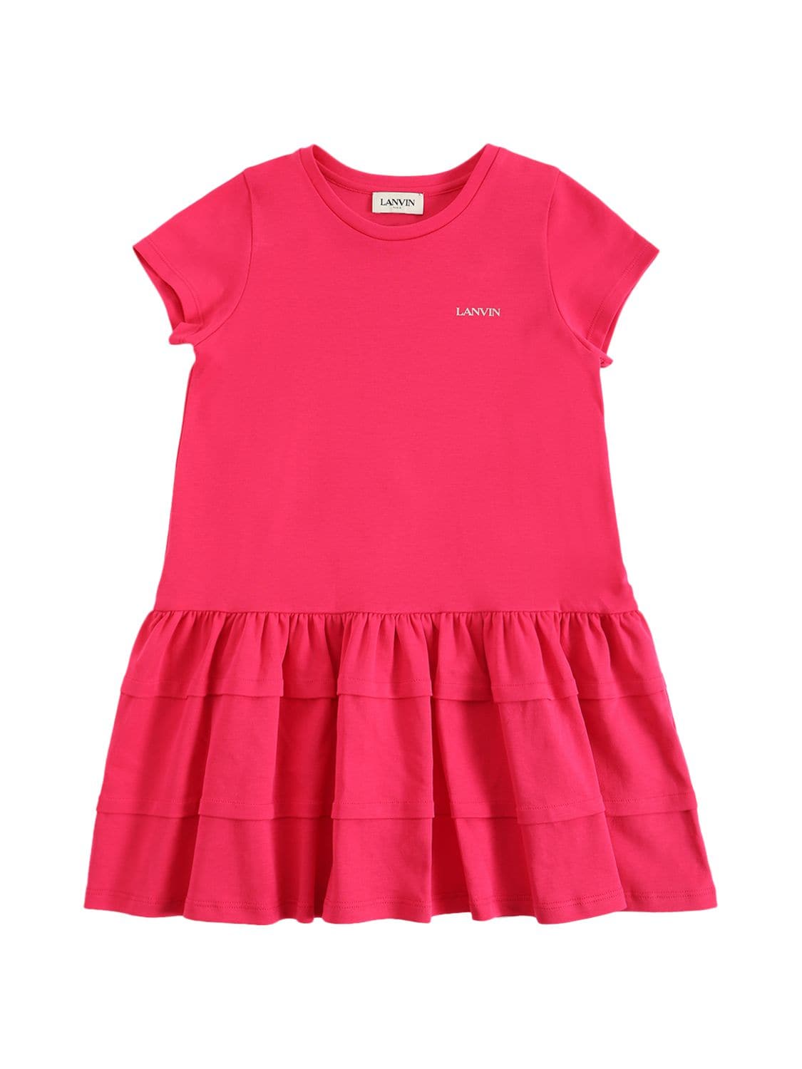 Lanvin Kids' Logo Print Cotton Jersey Dress In Fuchsia
