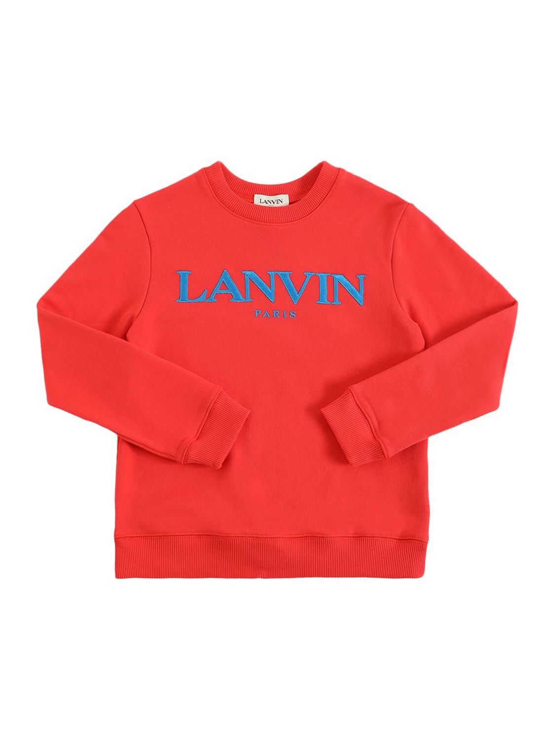 Lanvin Kids' Embroidered Logo Cotton Sweatshirt In Red
