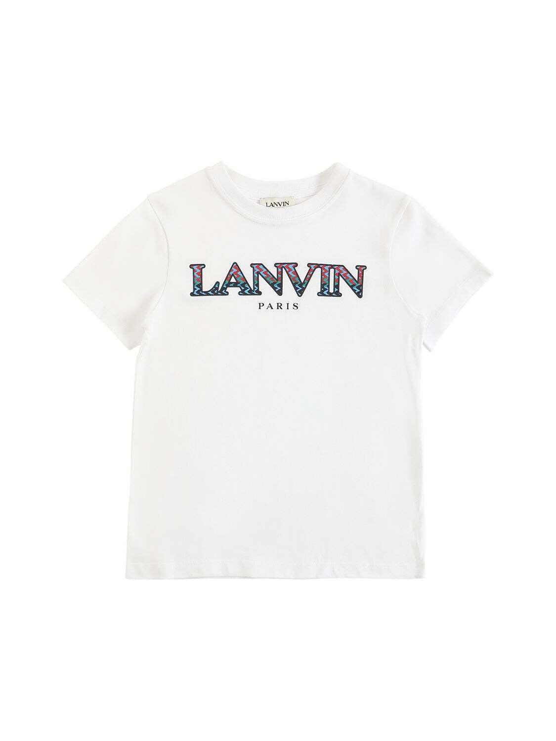 Lanvin Kids' Embroidered Logo Cotton Jersey T-shirt In White