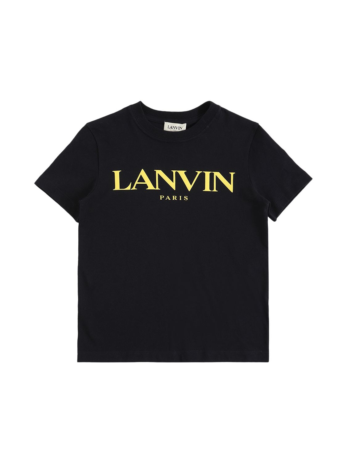 Lanvin Kids' Rubberized Logo Cotton Jersey T-shirt In Navy