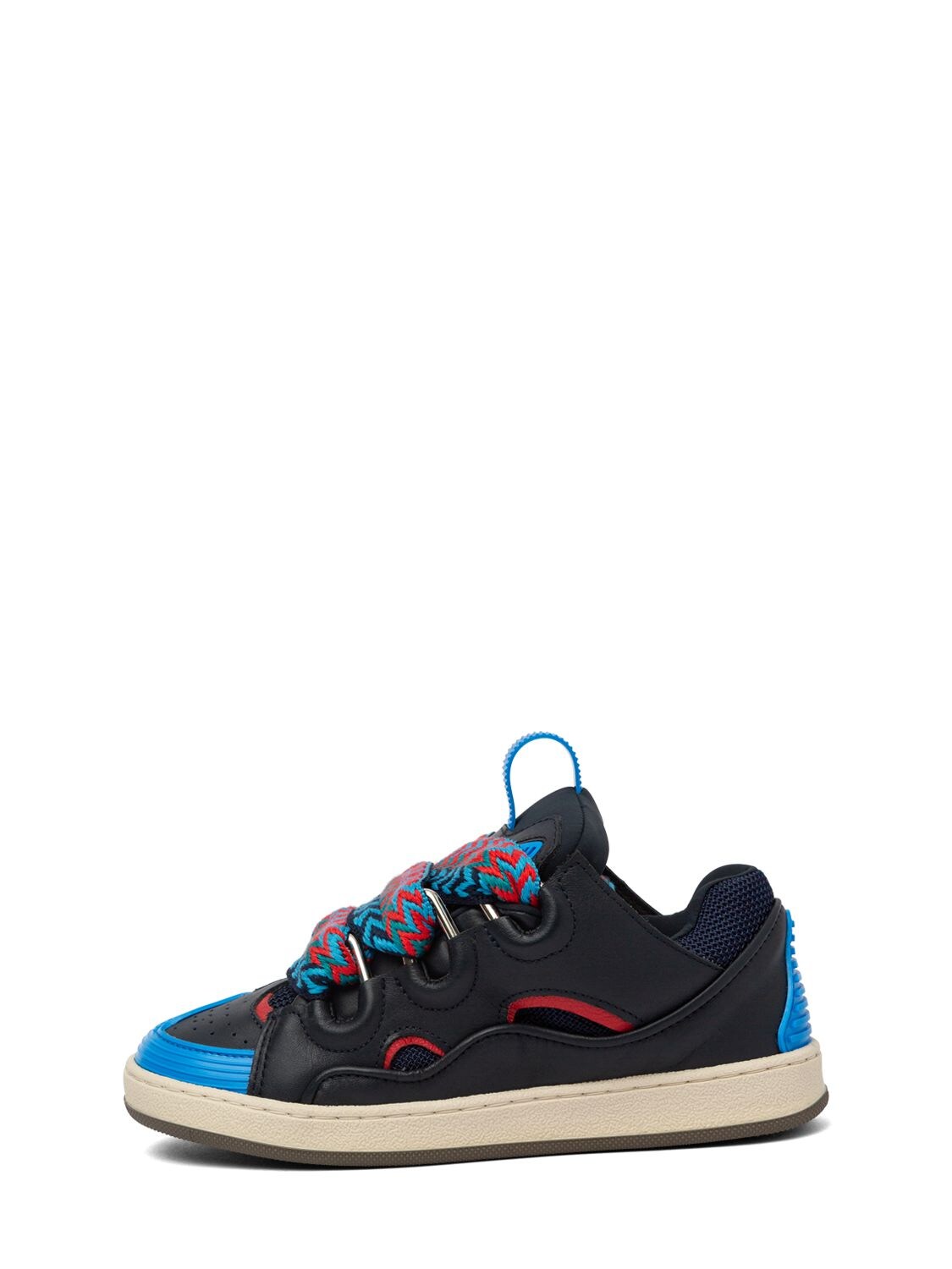 Lanvin Kids' Leather Lace-up Sneakers In Black