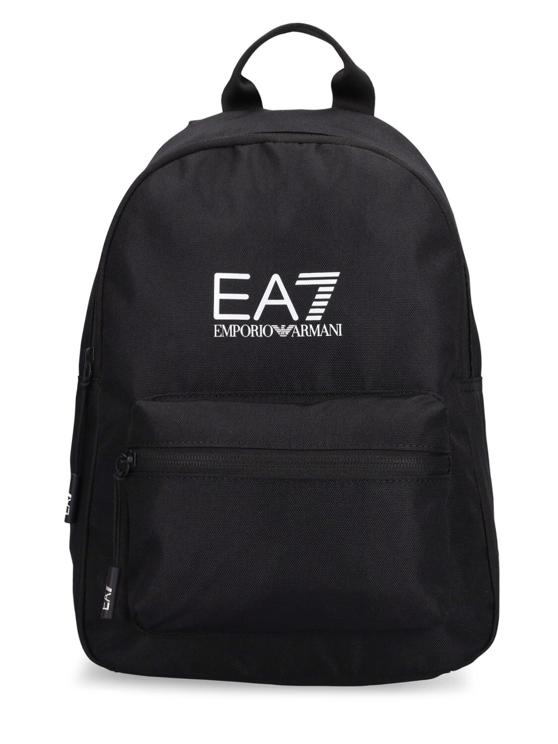 Ea7 Kids' Logo Nylon Backpack In Black