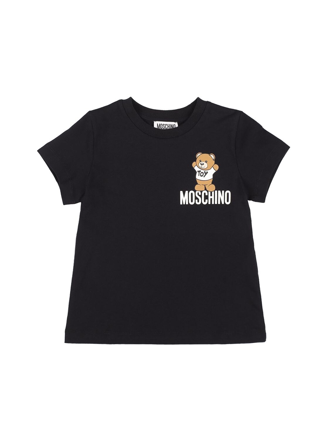 Moschino Kids' Print Cotton Jersey T-shirt In Black
