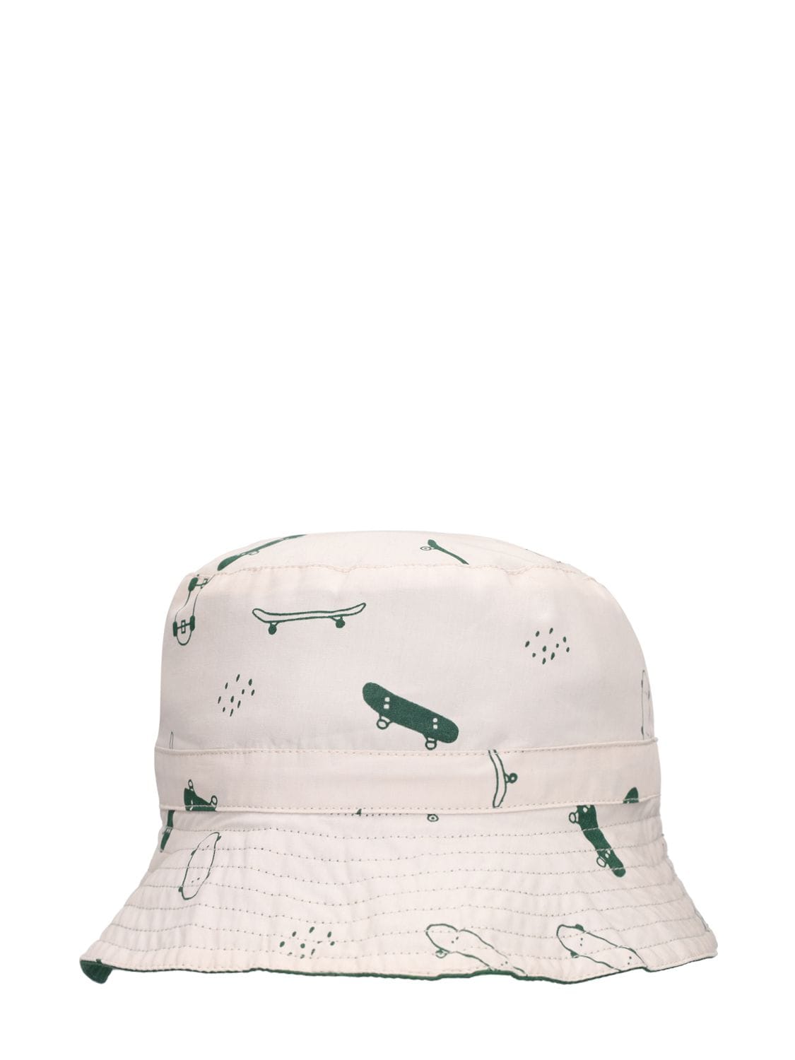 Liewood Kids' Reversible Organic Cotton Bucket Hat In White,green