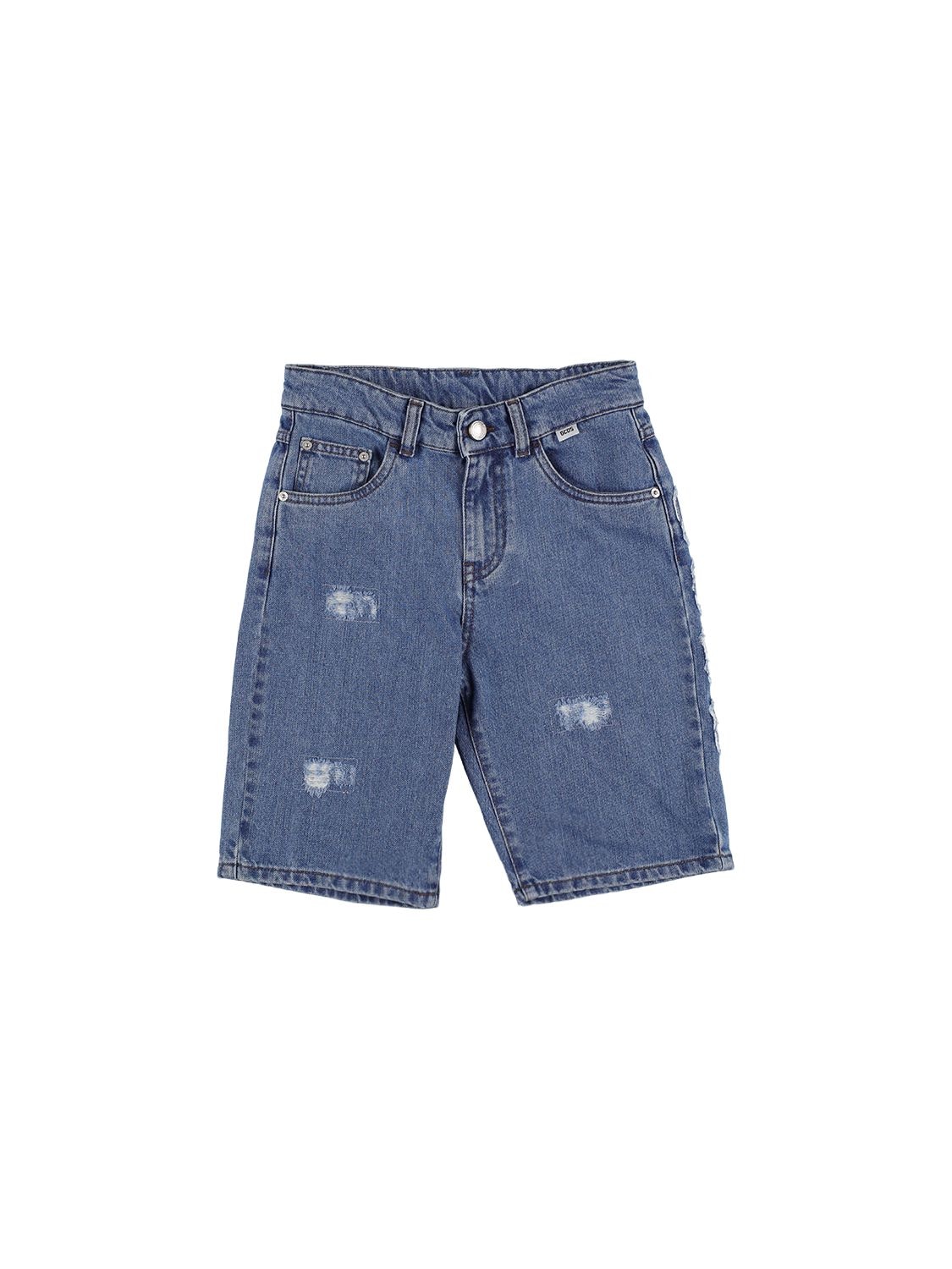 Cotton Denim Shorts W/ Logo Patch – KIDS-BOYS > CLOTHING > SHORTS