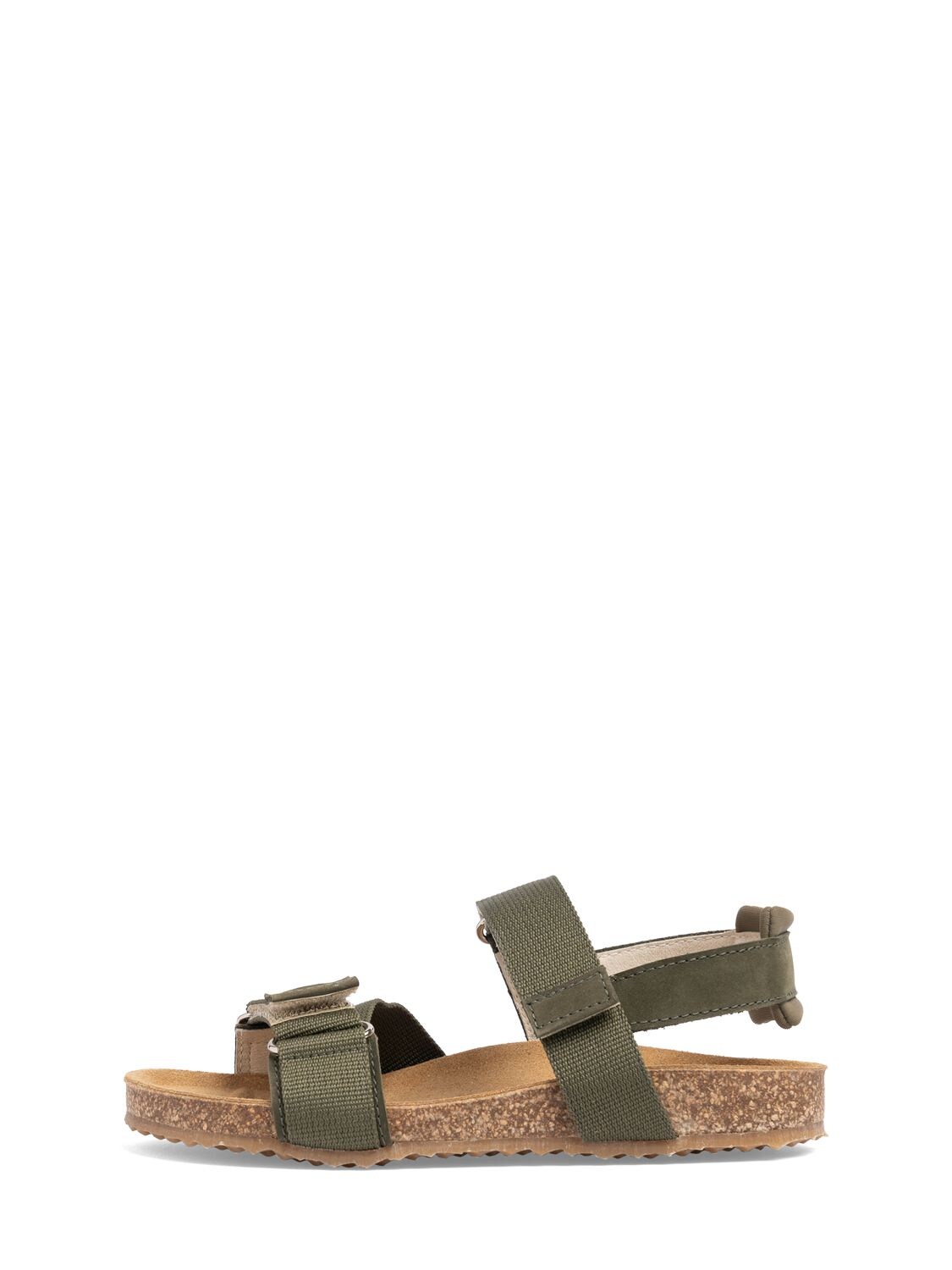 Il Gufo Kids' Webbing & Leather Sandals In Military Green