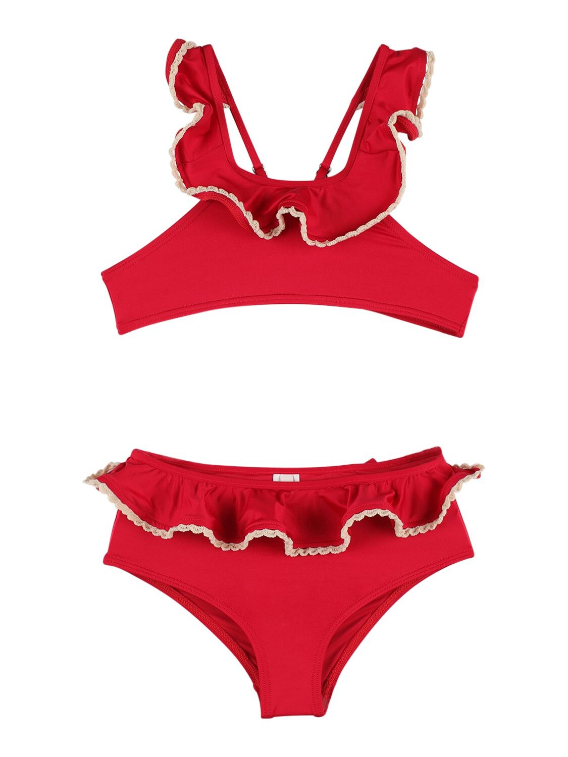 Zimmermann Kids' Tiggy Ruffle-trimmed Bikini In Red