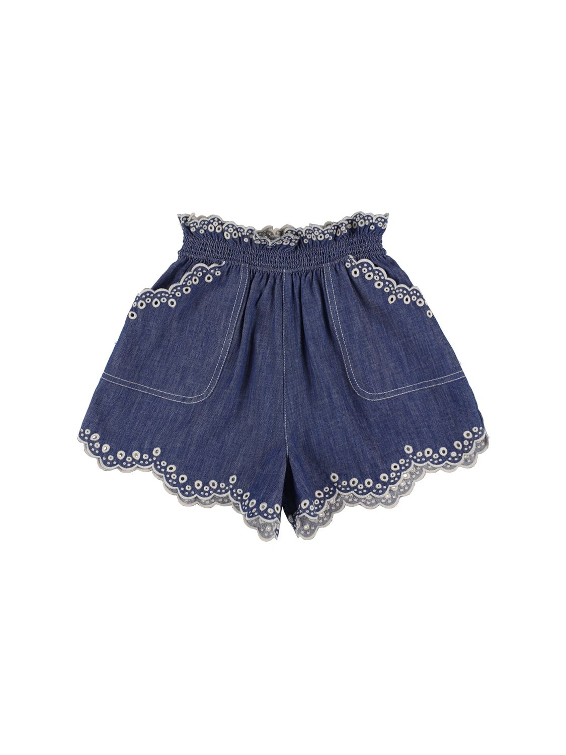 Zimmermann Kids' Little Girl's & Girl's Tiggy Scallop Denim Skirt In Blue Lagoon