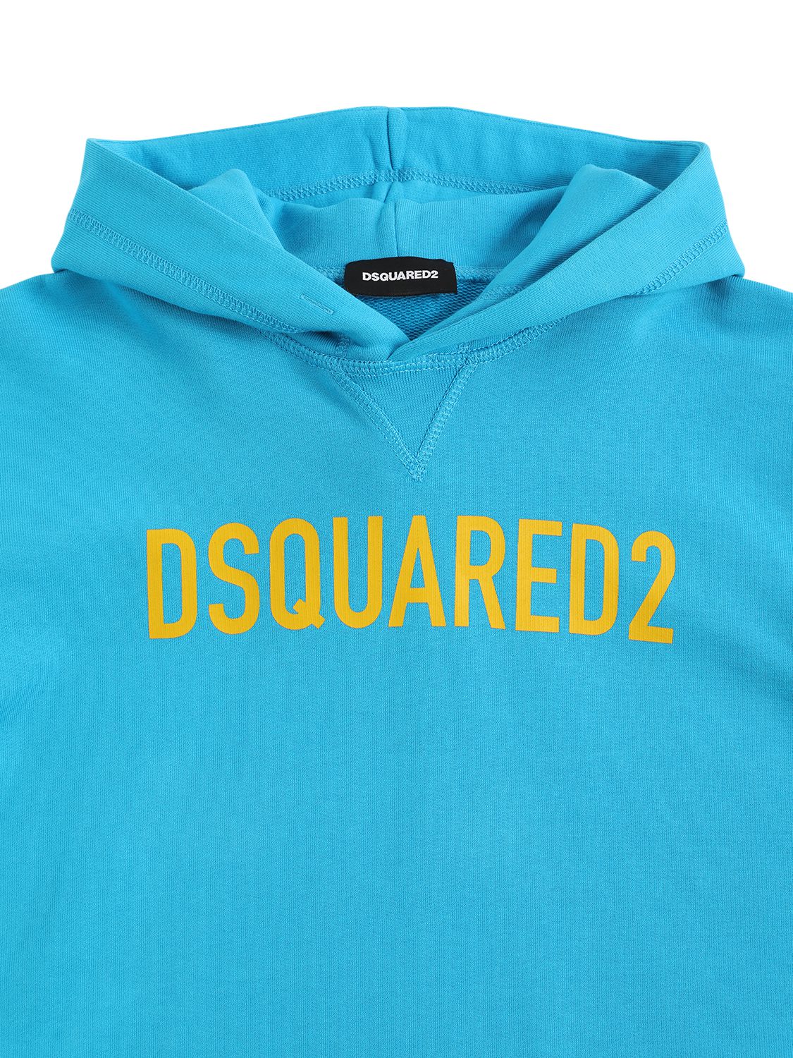 Shop Dsquared2 Cotton Sweatshirt Hoodie W/ Logo In Light Blue