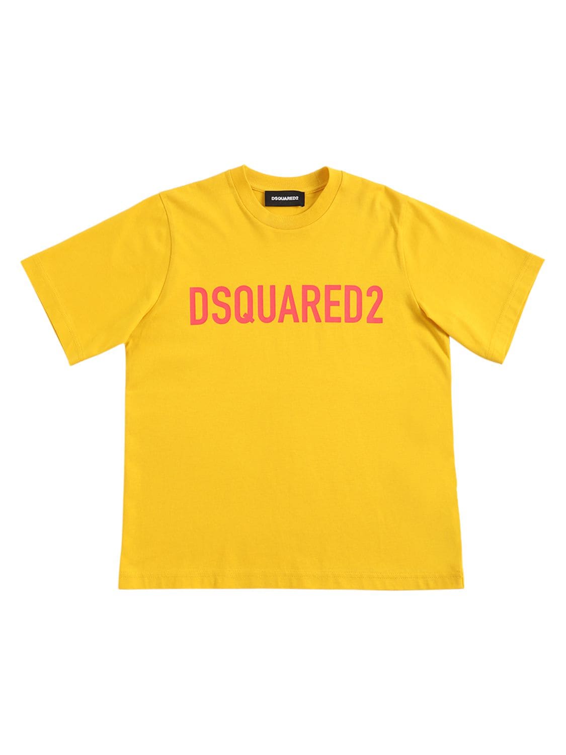 Dsquared2 Kids' Cotton Jersey T-shirt W/ Logo In Yellow