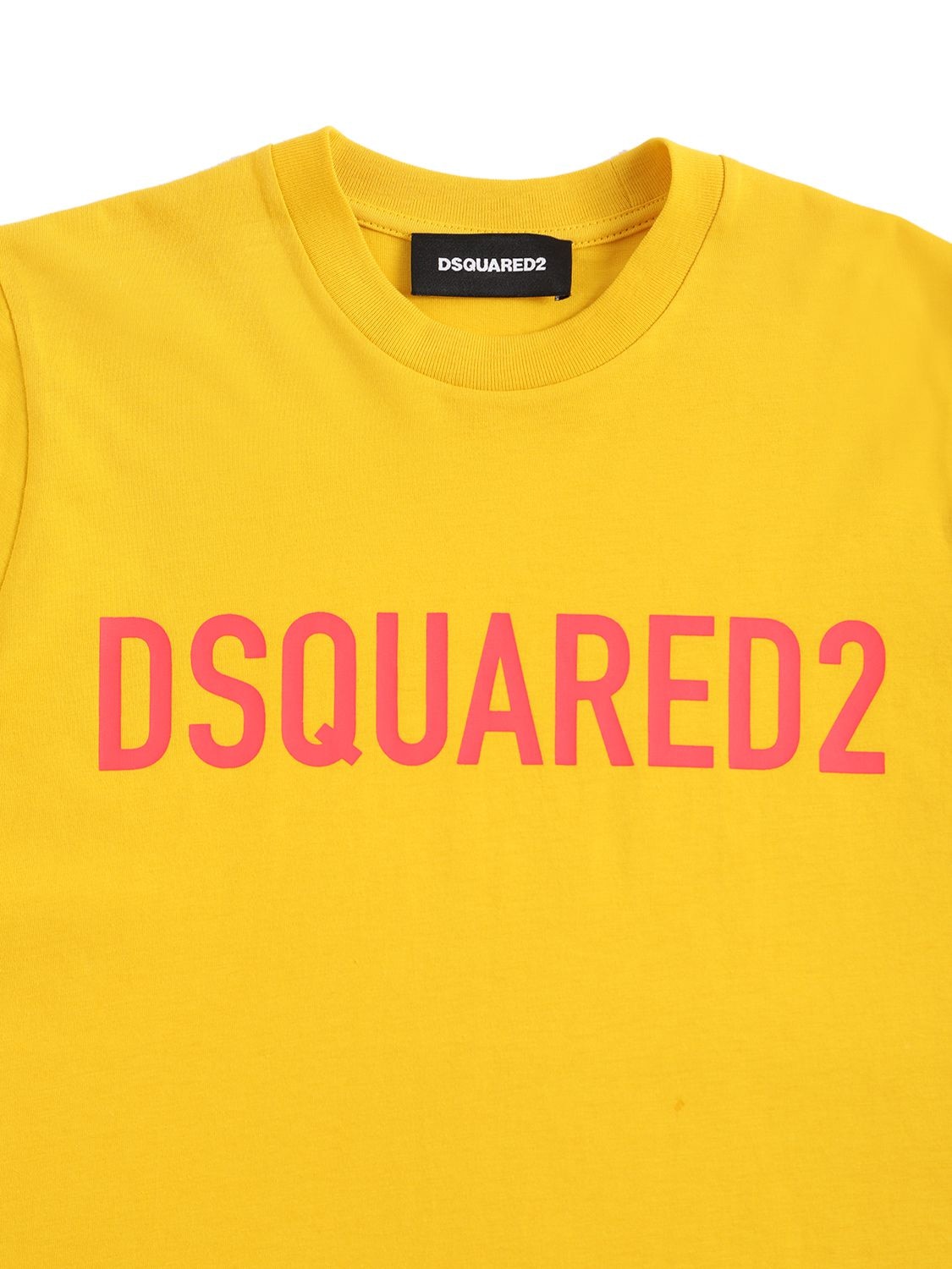 Shop Dsquared2 Cotton Jersey T-shirt W/ Logo In Yellow