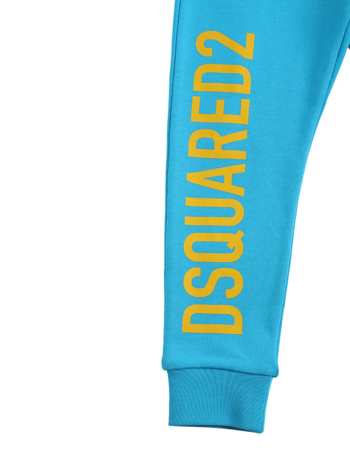 Shop Dsquared2 Logo Print Cotton Sweatpants In Light Blue