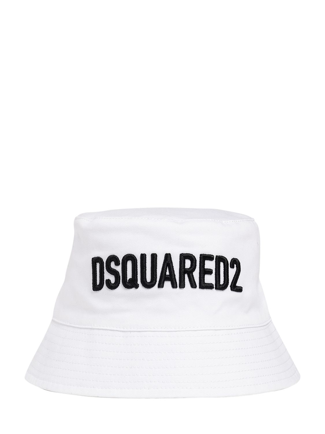 Dsquared2 Kids' Cotton Gabardine Bucket Hat In White