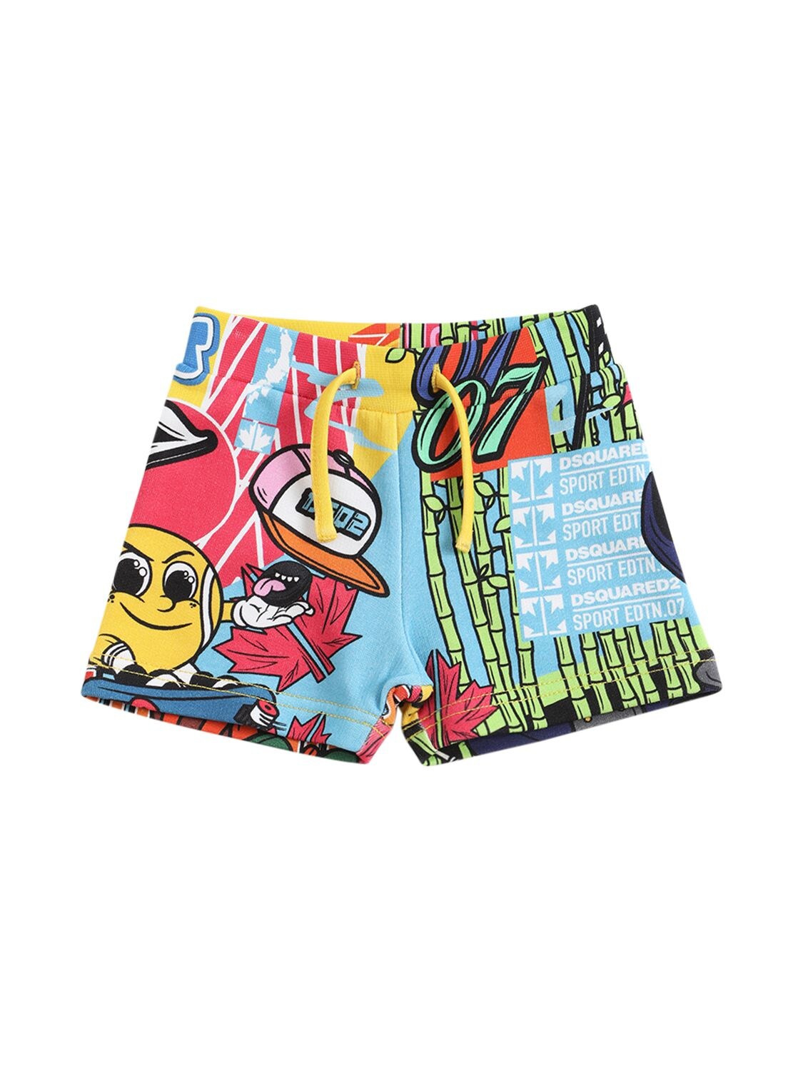 DSQUARED2 ALL OVER PRINT COTTON SWEAT SHORTS