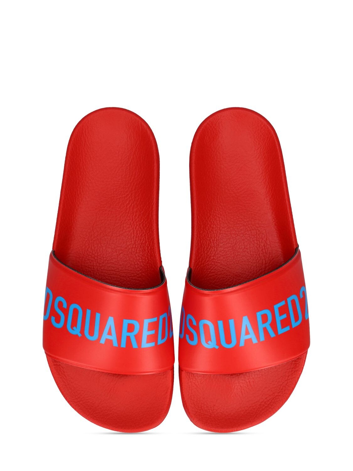Shop Dsquared2 Logo Print Rubber Slide Sandals In Red