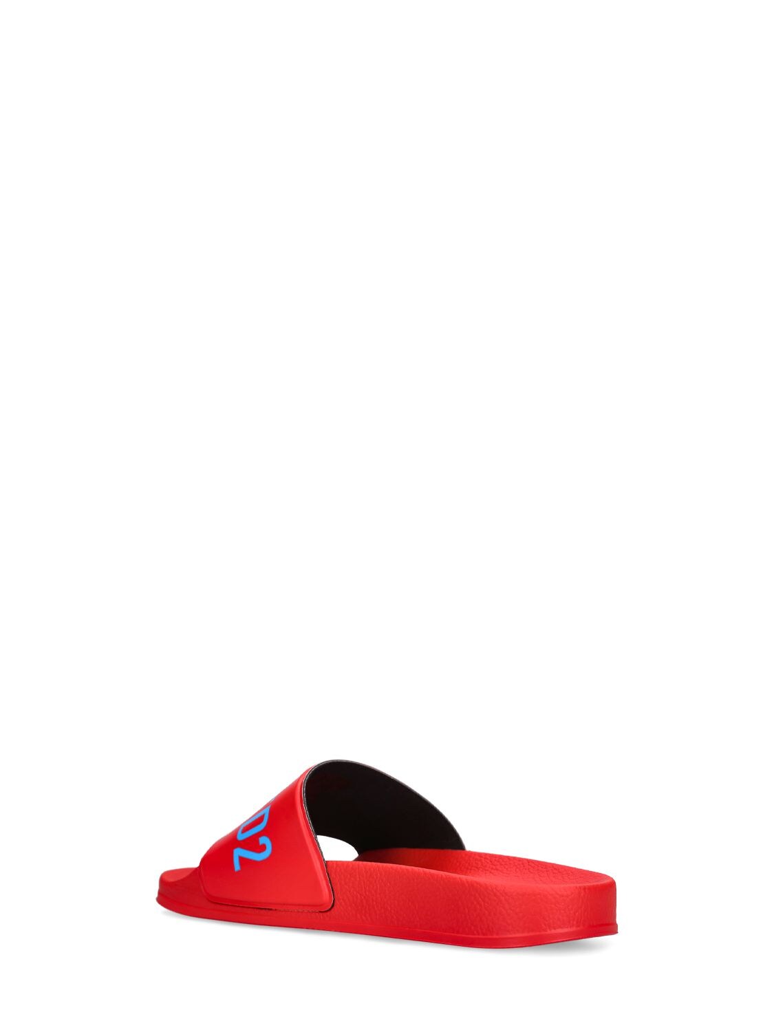 Shop Dsquared2 Logo Print Rubber Slide Sandals In Red