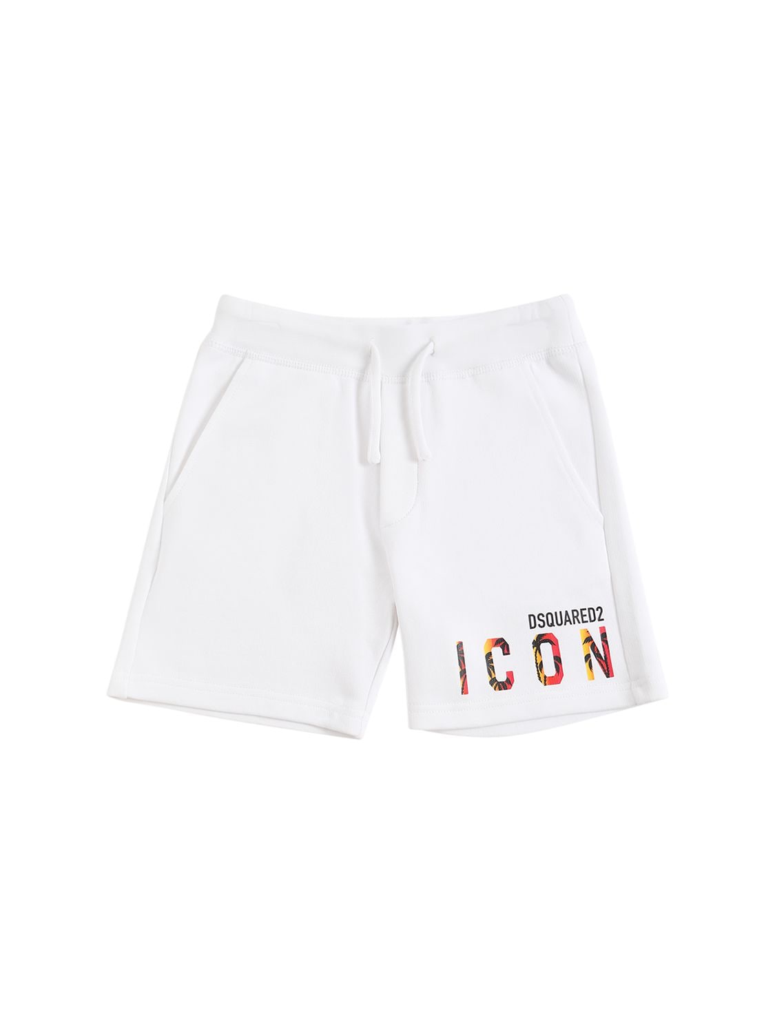 Dsquared2 Kids' Icon Logo Print Cotton Sweat Shorts In White