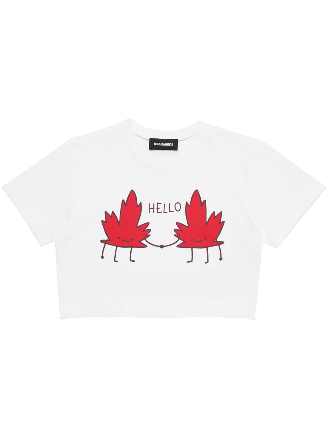 Leaf Print Cropped Cotton Jersey T-shirt – KIDS-GIRLS > CLOTHING > T-SHIRTS & TANKS