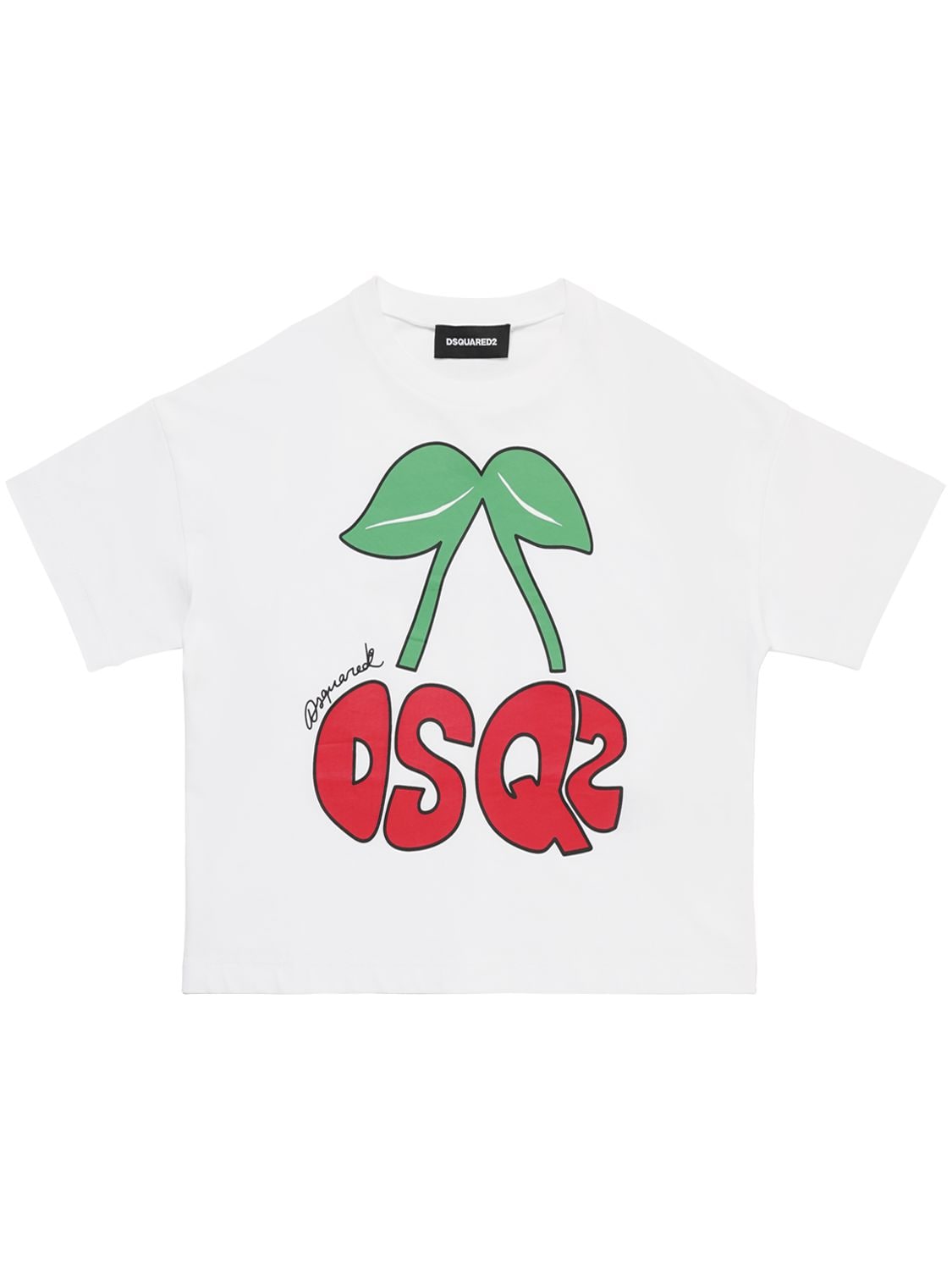 Dsquared2 Kids' Cherry Logo Print Cotton Jersey T-shirt In White