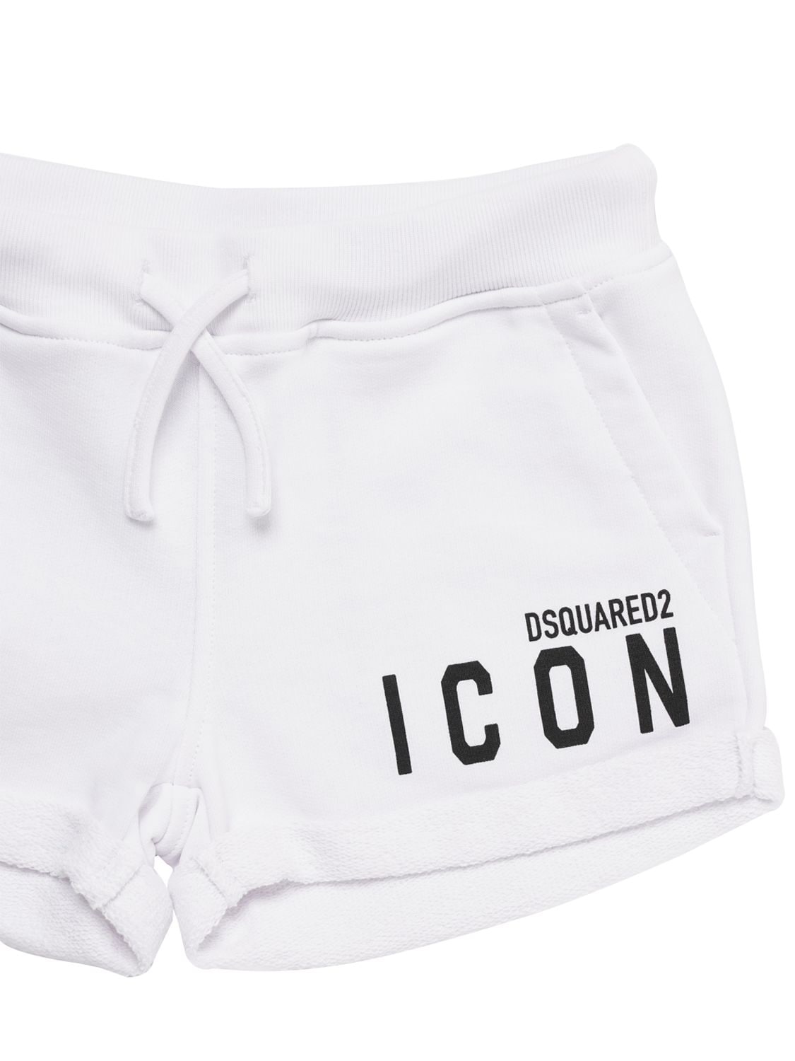 Shop Dsquared2 Logo Print Cotton Sweat Shorts In White