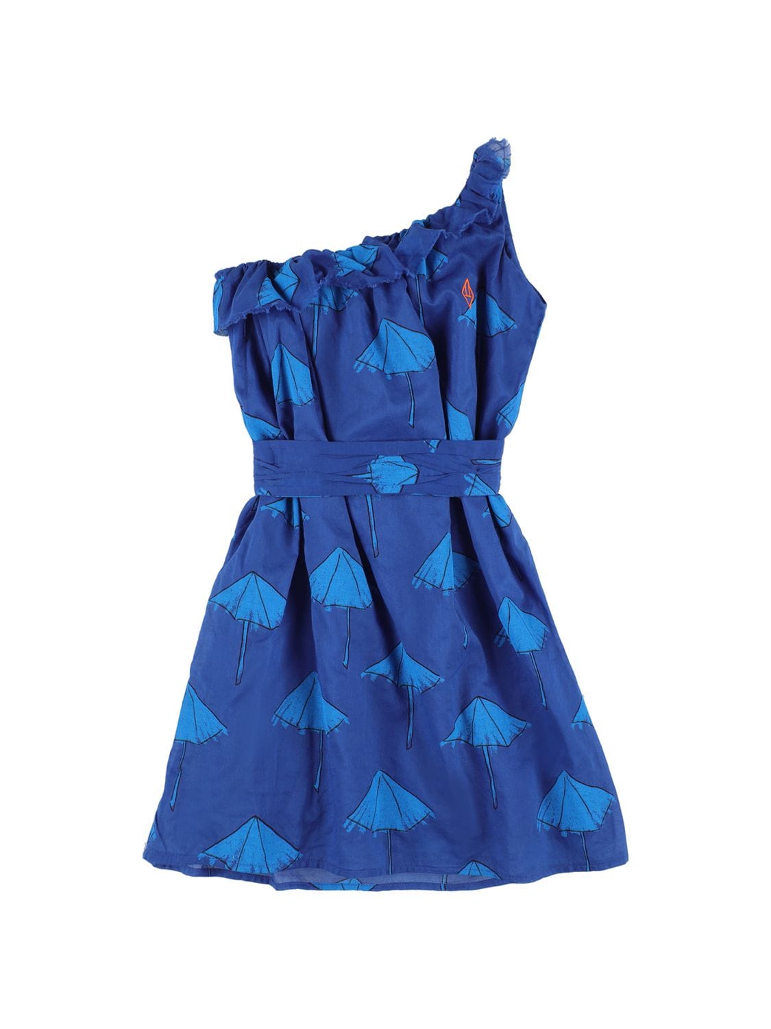 The Animals Observatory Kids' Umbrella Print Cotton Dress In Blue