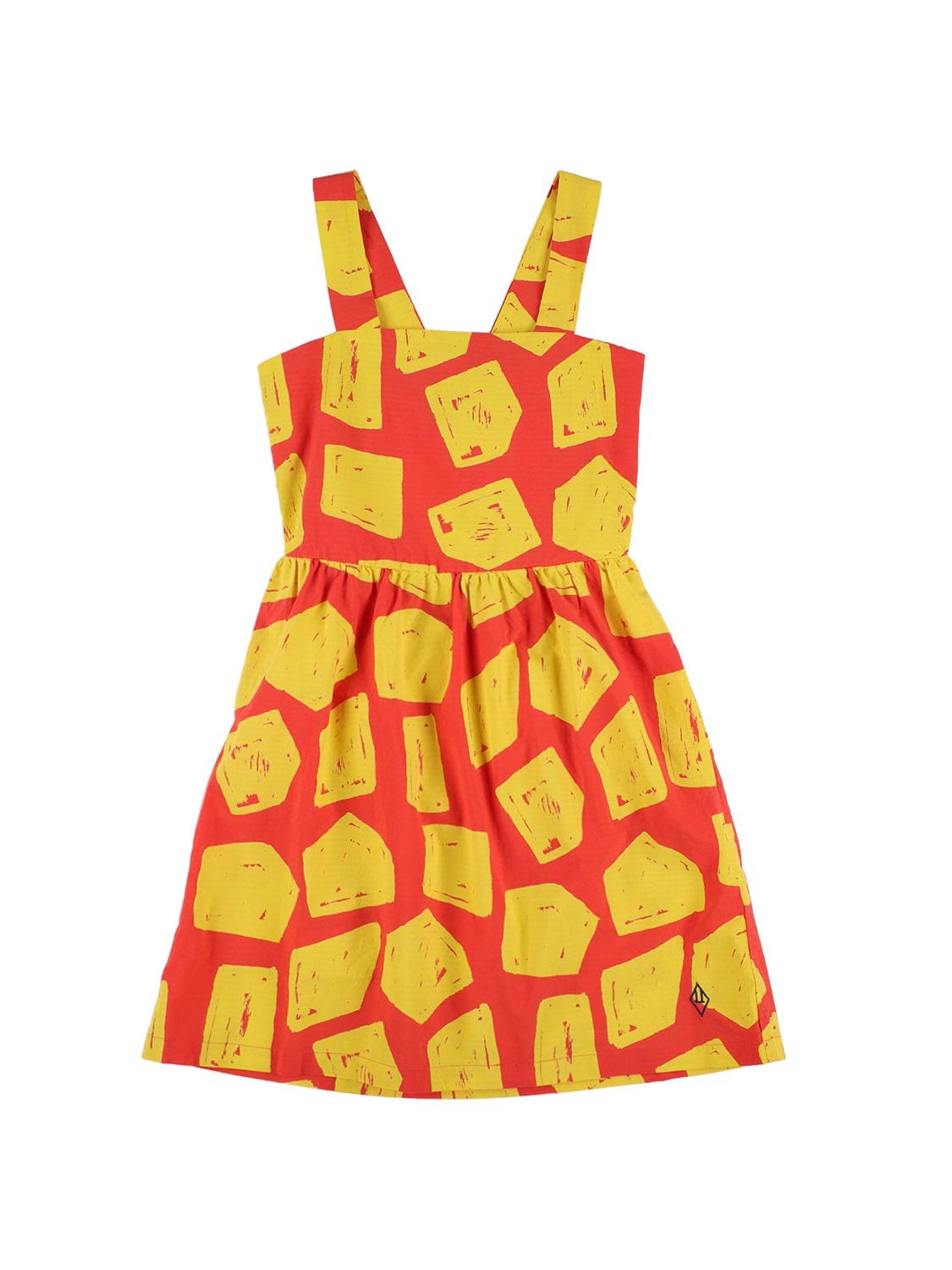 The Animals Observatory Kids' Printed Cotton Dress In Red,yellow