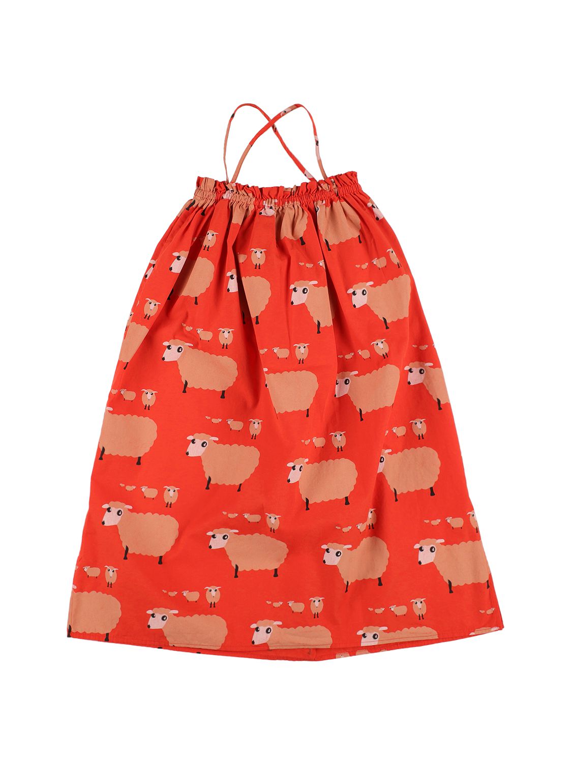 The Animals Observatory Sheep Print Cotton Dress In Red