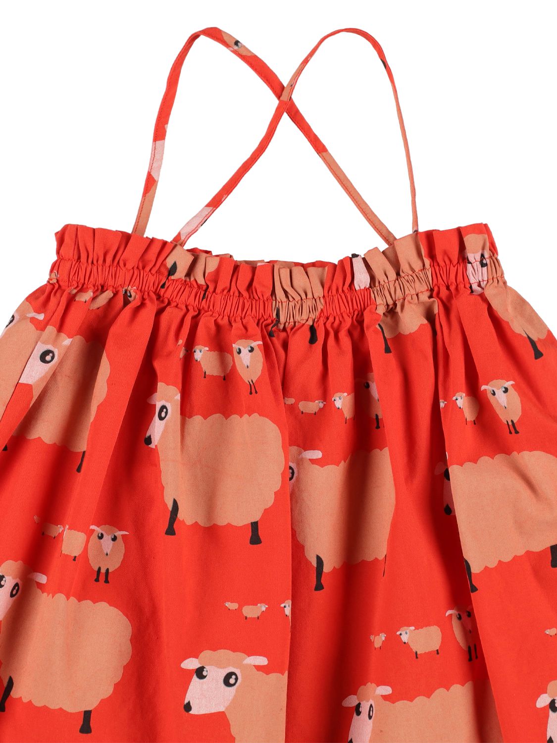 The Animals Observatory Sheep Print Cotton Dress In Red