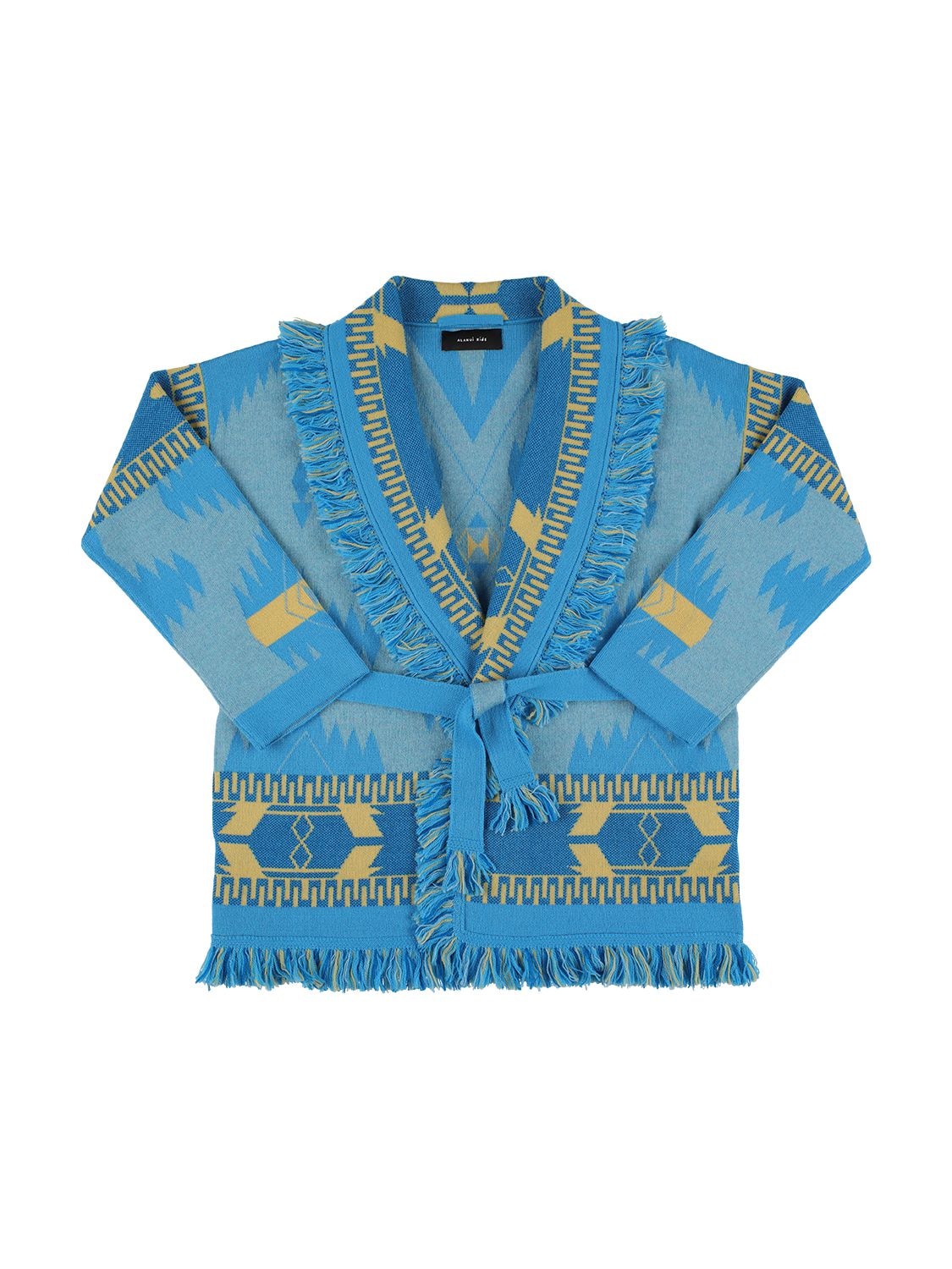 Alanui Kids' Wool Jacquard Knit Jacket In Blue