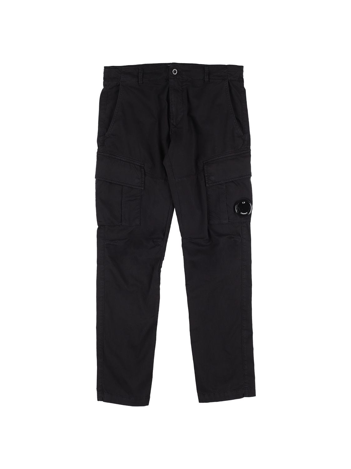 C.p. Company Kids' Stretch Cotton Gabardine Cargo Pants In Black