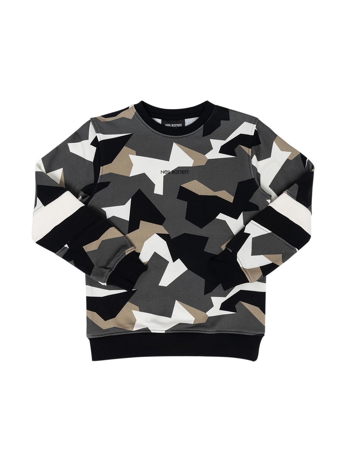 Neil Barrett Kids' Camouflage Print Cotton Sweatshirt In Multicolor