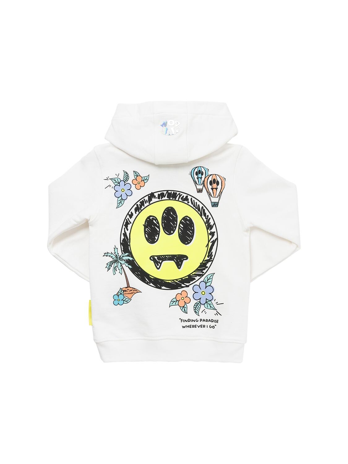 Barrow Kids' Printed Cotton Sweatshirt Hoodie In White